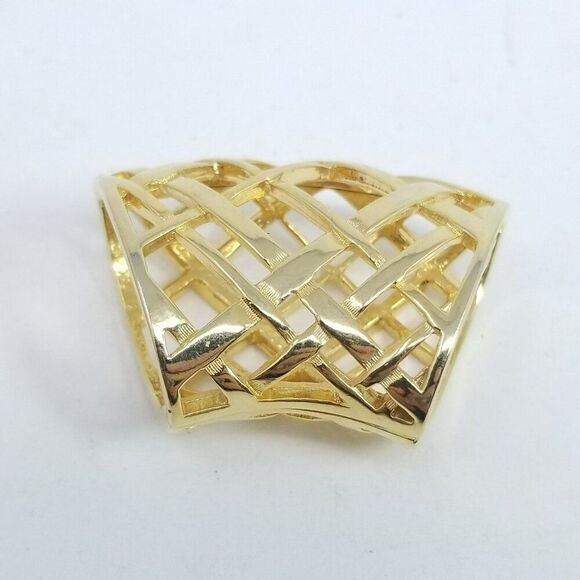 Vintage Gold Tone Scarf Necklace Slide, Woven Open Work Design, Retro Estate - Picture 5 of 5